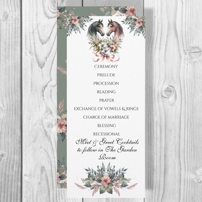 Elegant Spring Horse Wedding Programme (Enjoy this beautiful collection of elegant watercolor designs.)