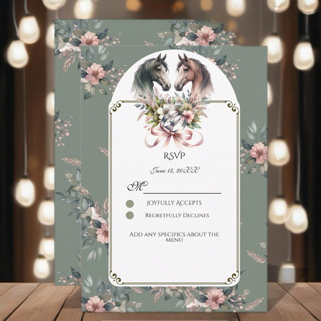 Elegant Spring Horse Wedding RSVP Card (Enjoy this beautiful collection of elegant watercolor designs.)