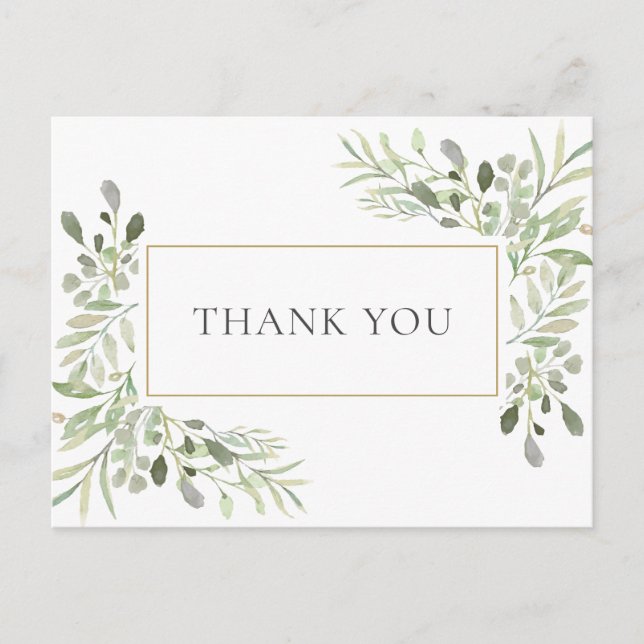 Elegant Spring Leaves Business Thank You Postcard (Front)