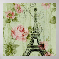 elegant spring mint pink floral paris eiffel tower