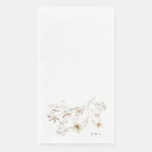 Elegant Spring Monogram Wildflower Wedding Napkin