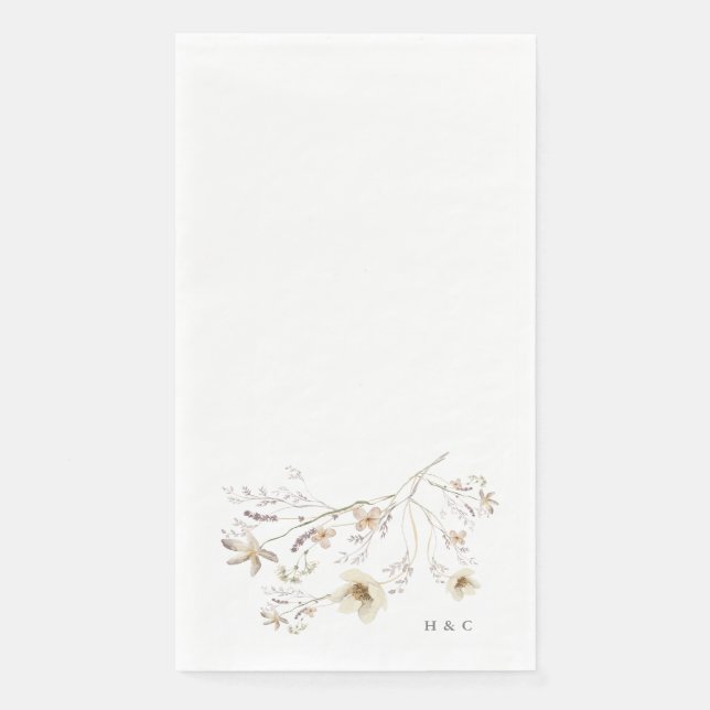 Elegant Spring Monogram Wildflower Wedding Napkin (Front)