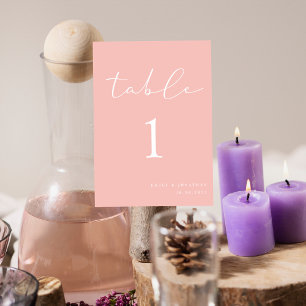 Elegant Spring Pastel Pink Wedding Table Number