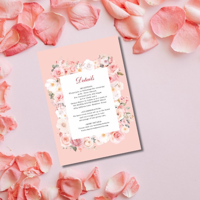 Elegant Spring Rose Blush Pink Frame Wedding Enclosure Card (Creator Uploaded)