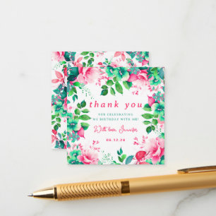 Elegant Spring Summer Floral Birthday Thank You  Enclosure Card