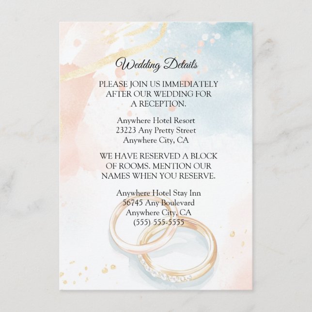 Elegant spring summer gold rings Wedding Enclosure Card (Front)