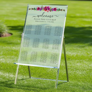 Elegant spring summer pink purple flowers wedding acrylic sign