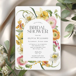 Elegant Spring Watercolor Floral Bridal Shower Invitation