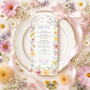 Elegant Spring Wildflower Baby Shower Menu Card