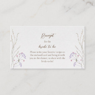 Elegant Spring Wildflower Bridal Shower Recipe Enclosure Card