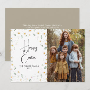 Elegant Spring Wildflower Easter Portrait Holiday Card