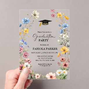 Elegant Spring Wildflower Meadow Garden Graduation Acrylic Invitations