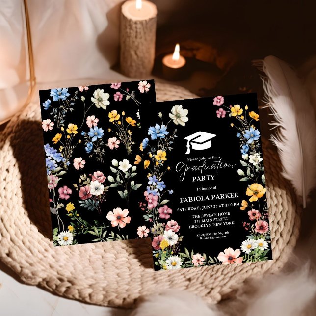 Elegant Spring Wildflower Meadow Garden Graduation Invitation (Creator Uploaded)
