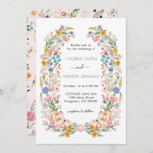 Elegant Spring Wildflower Meadow Garden Wedding Invitation