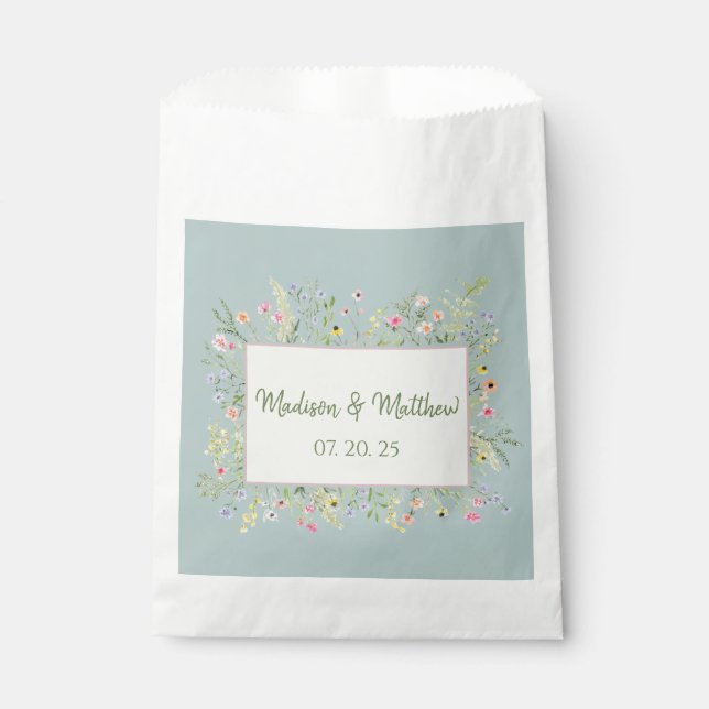 Elegant Spring Wildflower Wedding  Favour Bags (Front)
