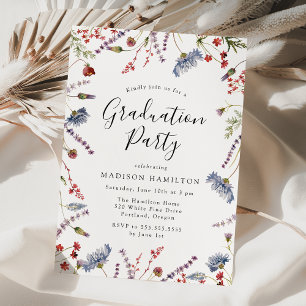 Elegant Spring Wildflowers Graduation Party Invitation