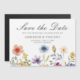 Elegant Spring Wildflowers Save the Date Magnetic Invitation
