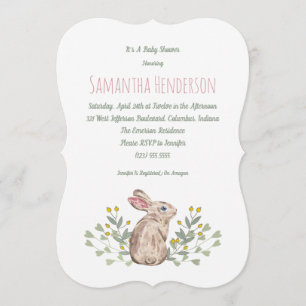 Elegant Spring Woodland Bunny Baby Shower Invite