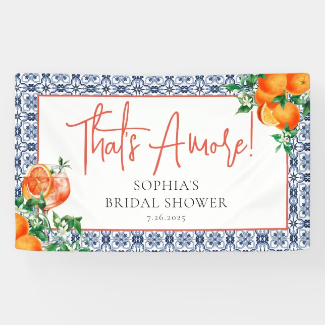 Elegant Spritz Orange Bridal Shower  Banner (Horizontal)