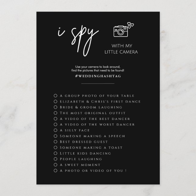 Elegant Spy Wedding Photo Hunt Game Program Programme (Front)