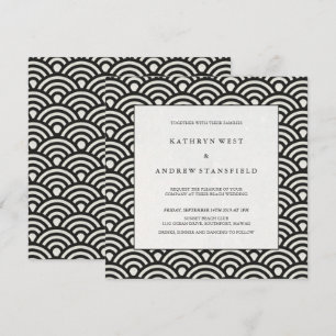 Elegant Square Black and White Patterned Wedding Invitation