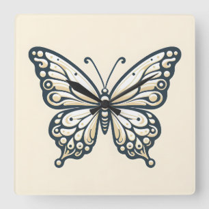 Elegant Square Butterfly Wall Clock