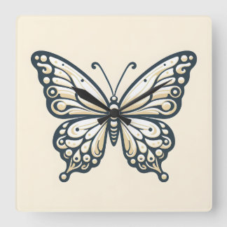 Elegant Square Butterfly Wall Clock