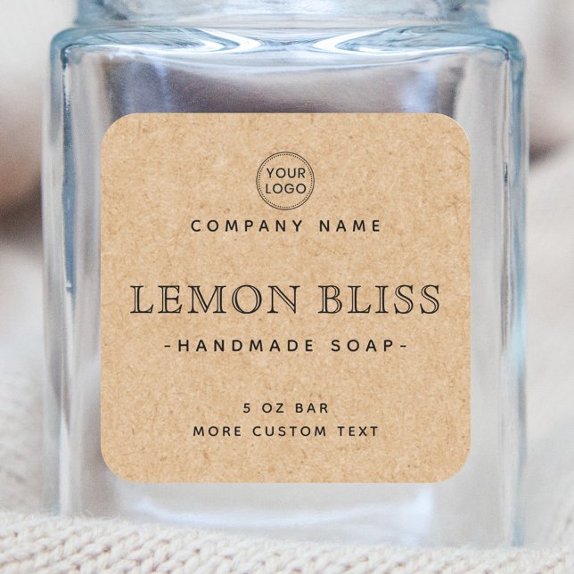 Elegant square Kraft paper look product labels (Creator Uploaded)