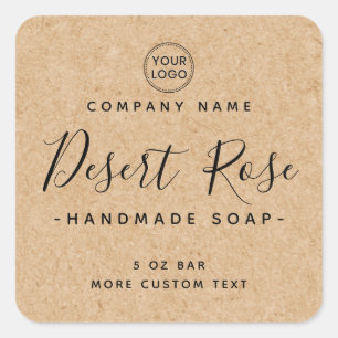 Elegant square Kraft paper look product labels