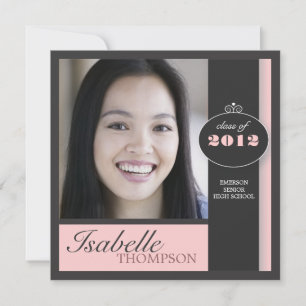 Elegant Square Pink Modern Graduation Party Invitation
