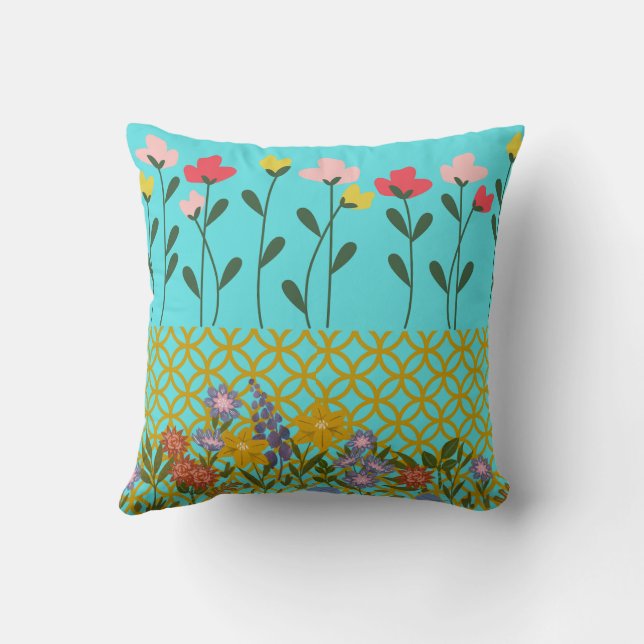 "Elegant Square-Shaped Floral Pillow  (Back)