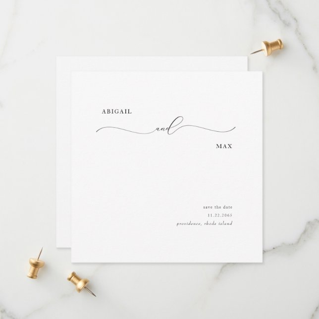 Elegant Square Swash Wedding Save the Date (Front/Back In Situ)
