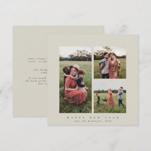 Elegant Square Triple Photo Happy New Year Holiday Card