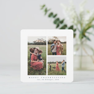 Elegant Square Triple Photo Happy Thanksgiving Card
