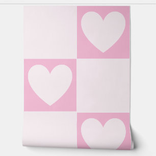 Elegant Squares of Very Soft Pink Hearts Wallpaper