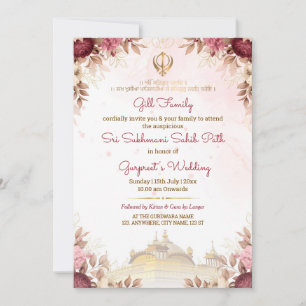 Elegant Sri Sukhmani Sahib Path & Wedding Invite