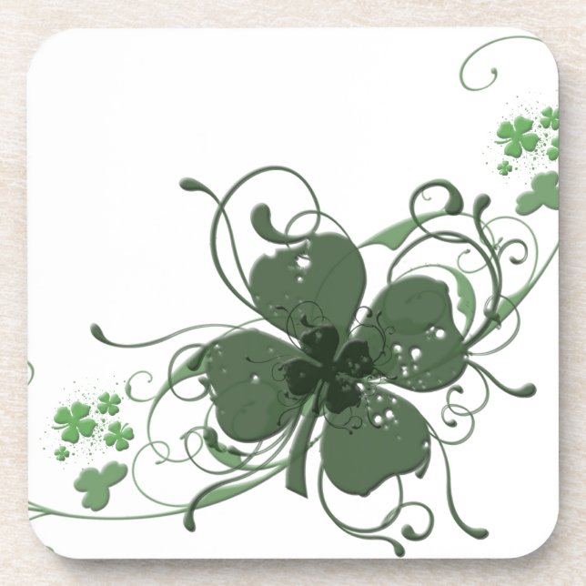 Elegant St. Patrick's Day Shamrock Design Art Coaster (Front)