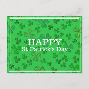 Elegant St Patrick's Day Shamrock Pattern - Green Postcard