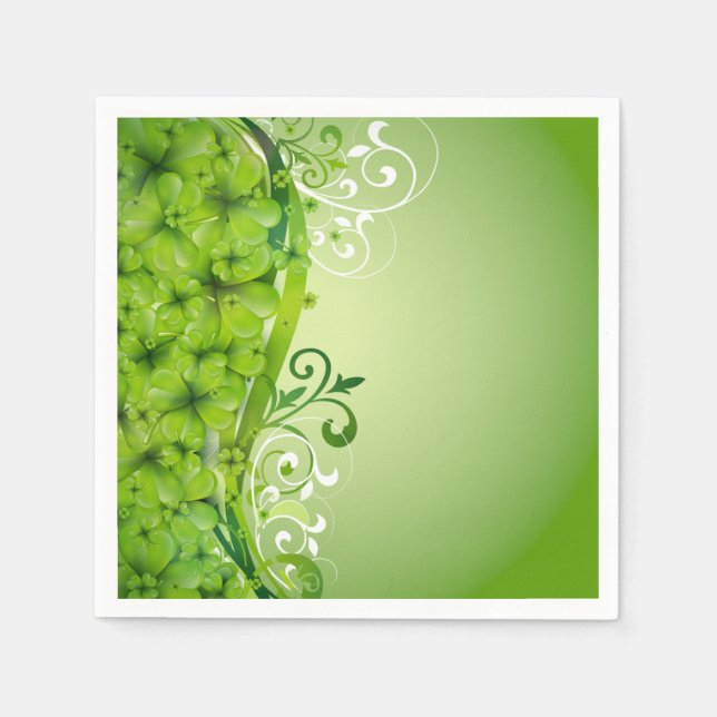 Elegant St. Patrick's Day Shamrocks and Scrolls Napkin (Front)