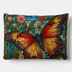 Elegant stain glass butterfly garden accessory pouch