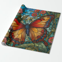 Elegant stain glass butterfly garden