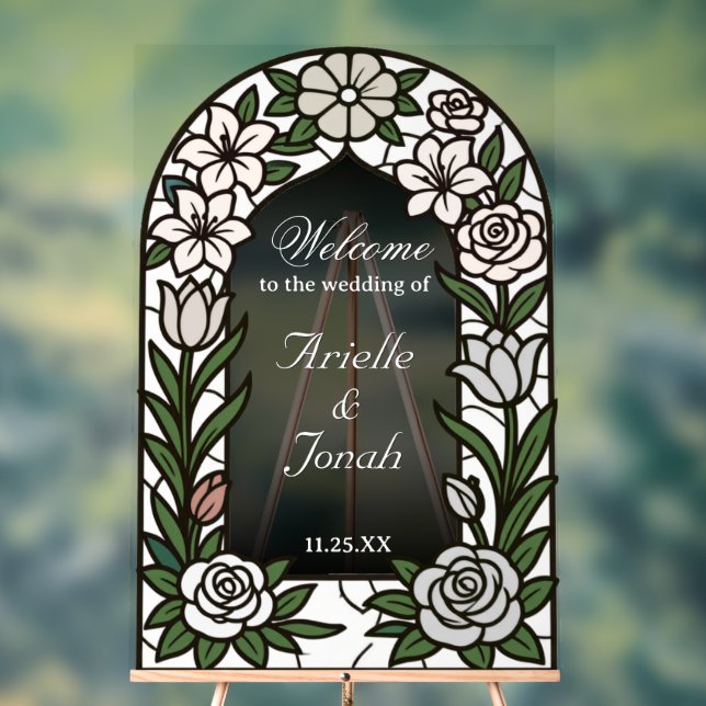 Elegant Stain Glass Wedding Sign - Custom Made (Neutral)