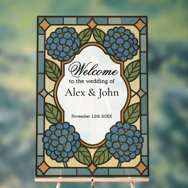 Elegant Stain Glass Wedding Sign - Custom Made (Neutral)