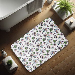 Elegant Stained Glass Chic Floral Pattern Bath Mat