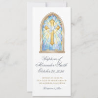 Elegant Stained Glass Cross Dove Baptism