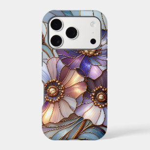 Elegant Stained Glass Floral Design in Soft Pastel