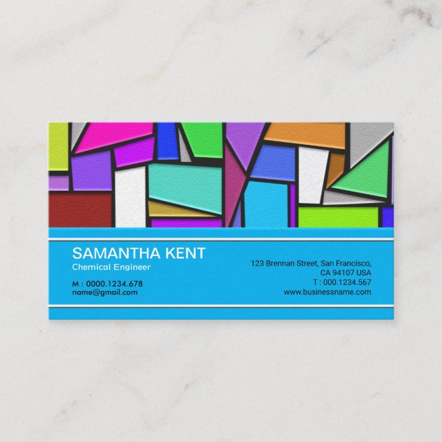 Elegant Stained Glass Polygon Crystals Chemist Business Card (Front)
