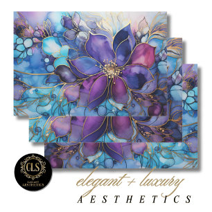Elegant Stained Glass Purple & Blue Floral Wrapping Paper Sheet