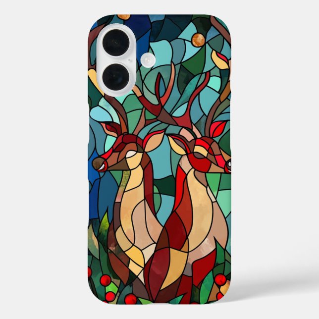 Elegant Stained Glass Reindeer Festive Holiday  Case-Mate iPhone Case (Back)