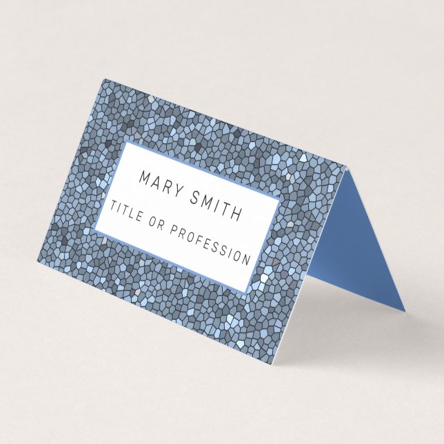 Elegant  Stained Glass Silver Blue Business Card (Front)